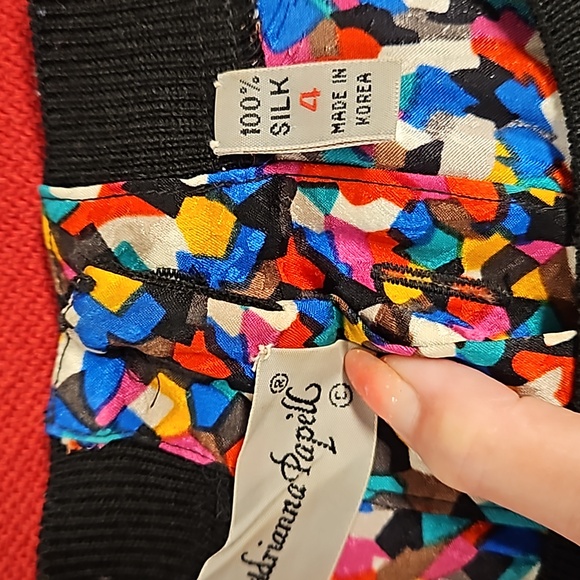 Vintage Adrianna Papell 80s dolman sleeve abstract pattern blouse top sz 4 silk - Picture 8 of 13